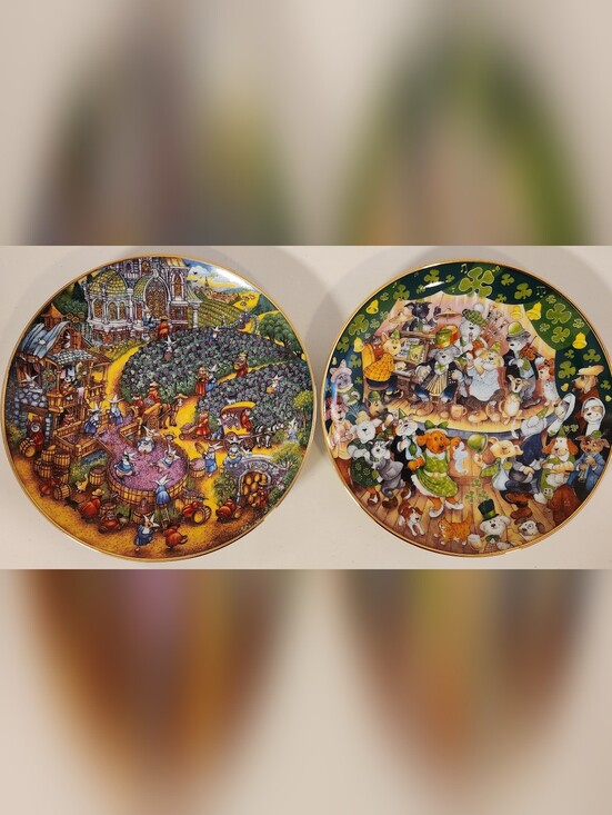 Franklin Mint Other - Vintage Bill Bell Franklin Mint Decorative Plate Set - Cat & Dog Whimsical Art